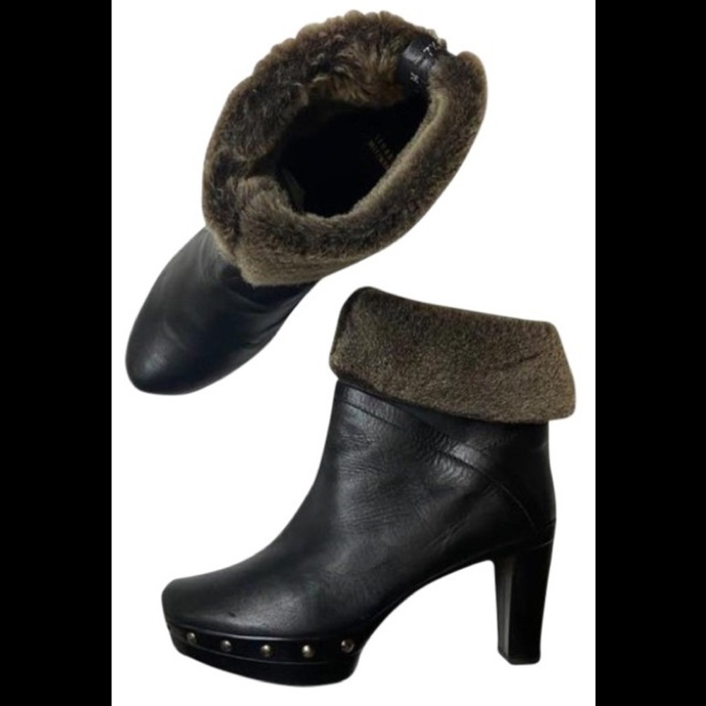 Stuart Weitzman Platform Fur Ankle Boot, Size 38